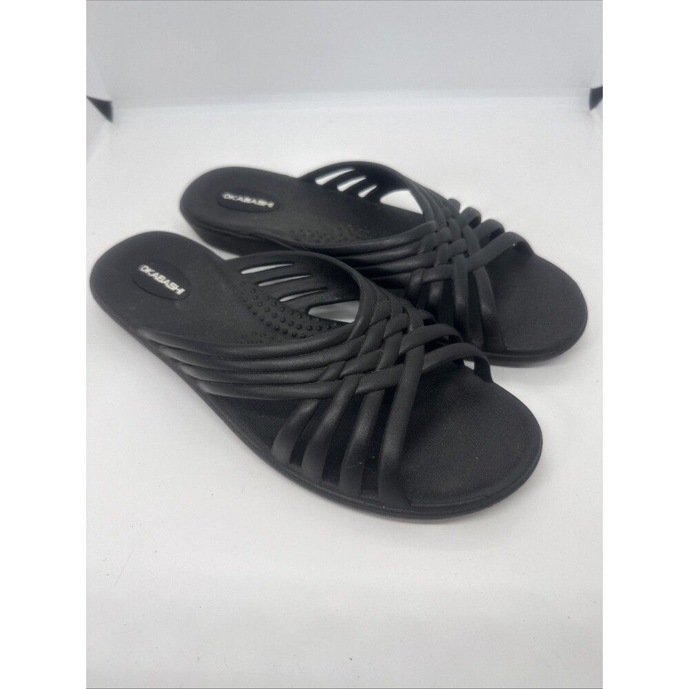 Okabashi Slide Sandals Shoes Women’s Sz Large 6.5-7.5 Venice Black Made In USA